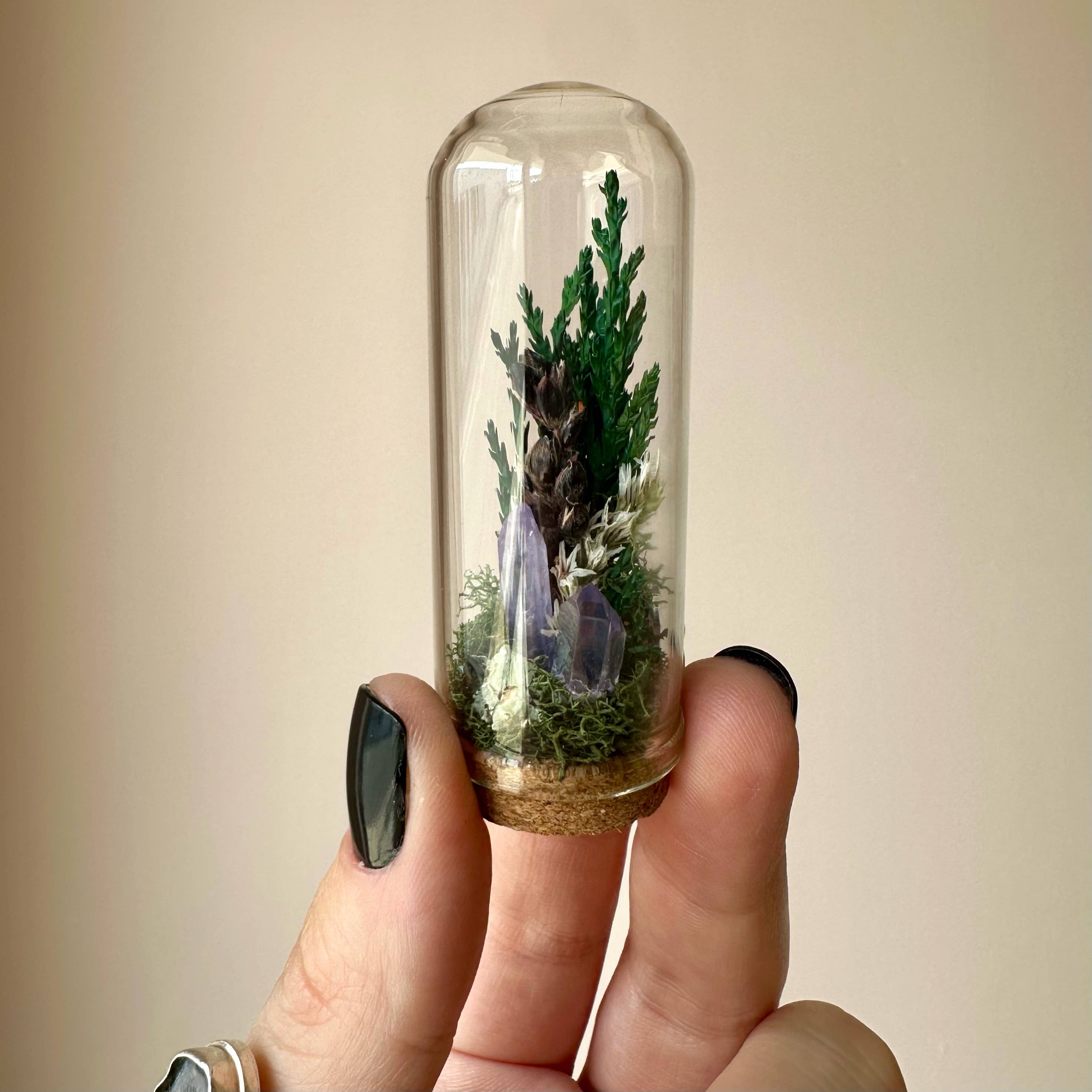 Starlight Crystal Fairy Garden Mini Floral Terrarium Cloche