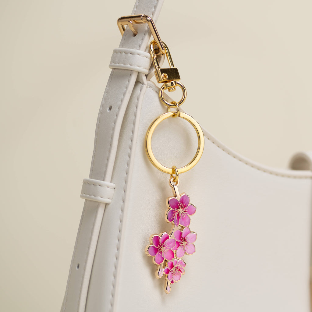 Japanese Cherry Blossom Keychain & Bag Charm, Floral Gift
