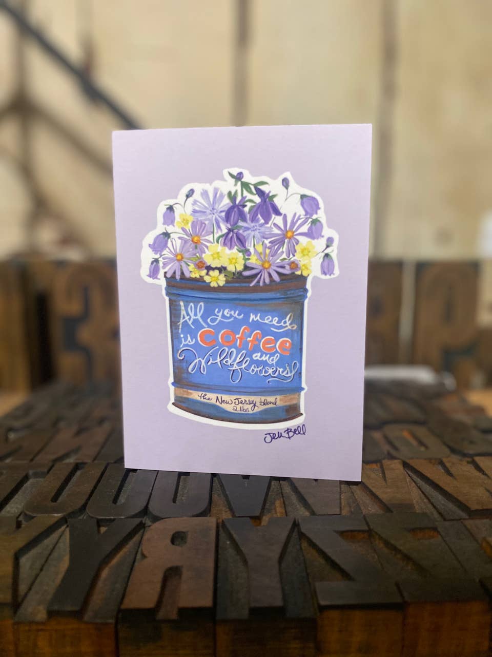 NJ Greeting Card Set Featuring Wildflowers and Vintage Cans