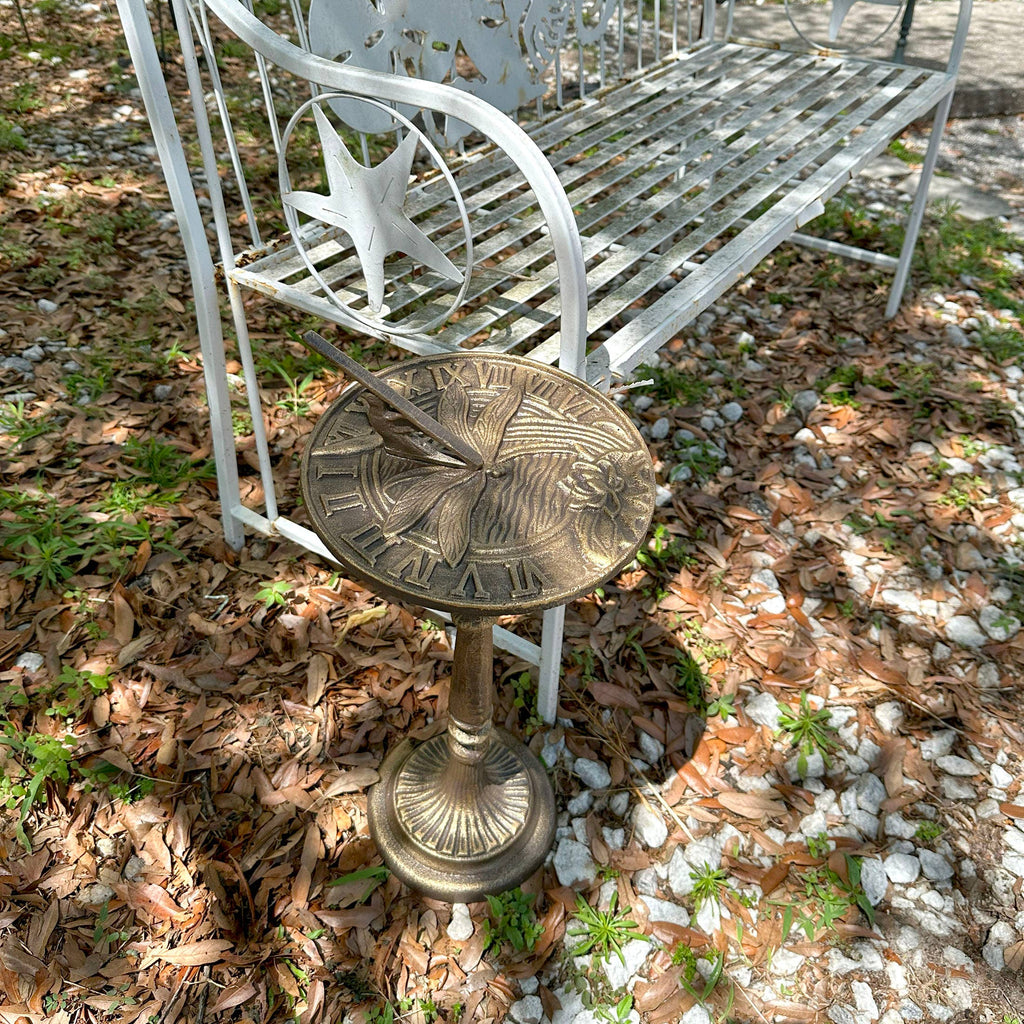 21-Inch Cast Iron Bronze Dragonfly Sundial Garden Décor