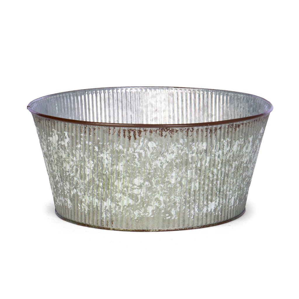 Fluted Tin Bowl Planter w/ PVC Liner