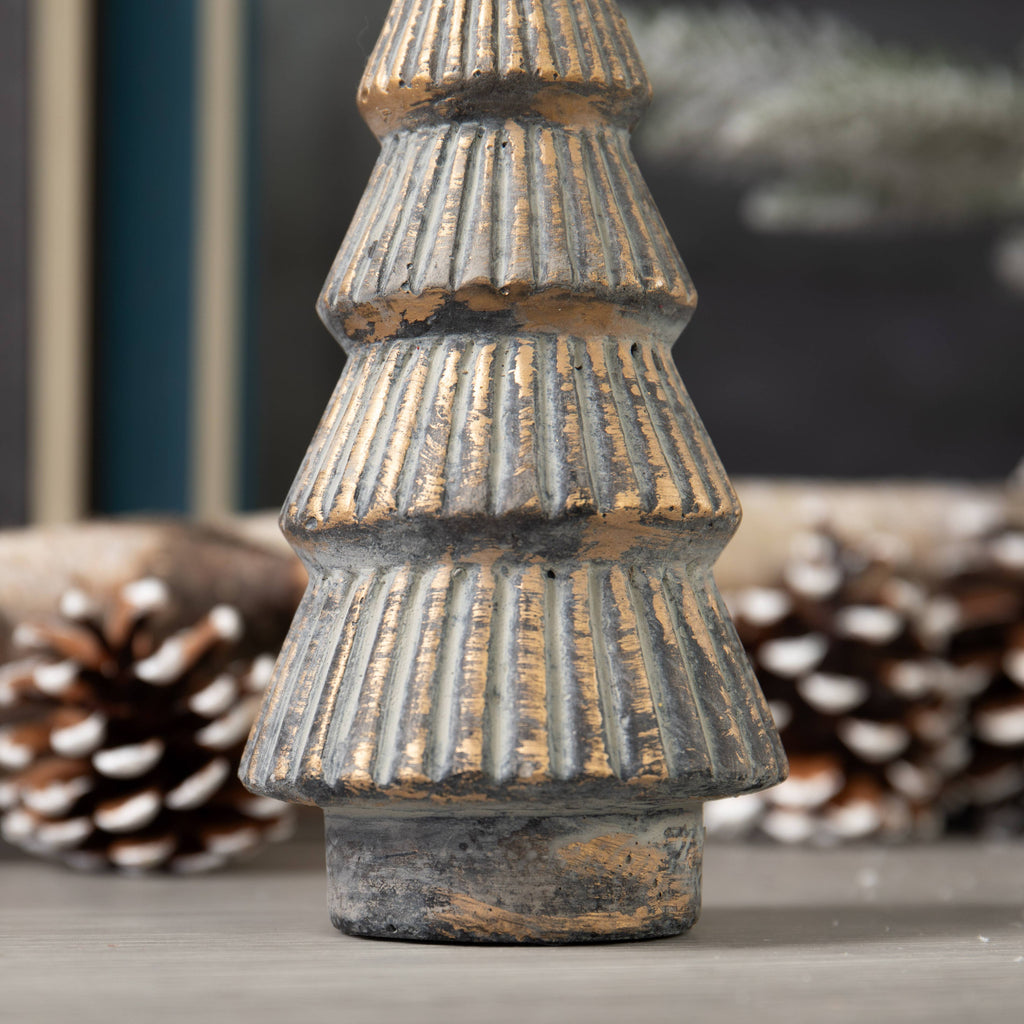 Weathered Gold Cement Christmas Tree Decor