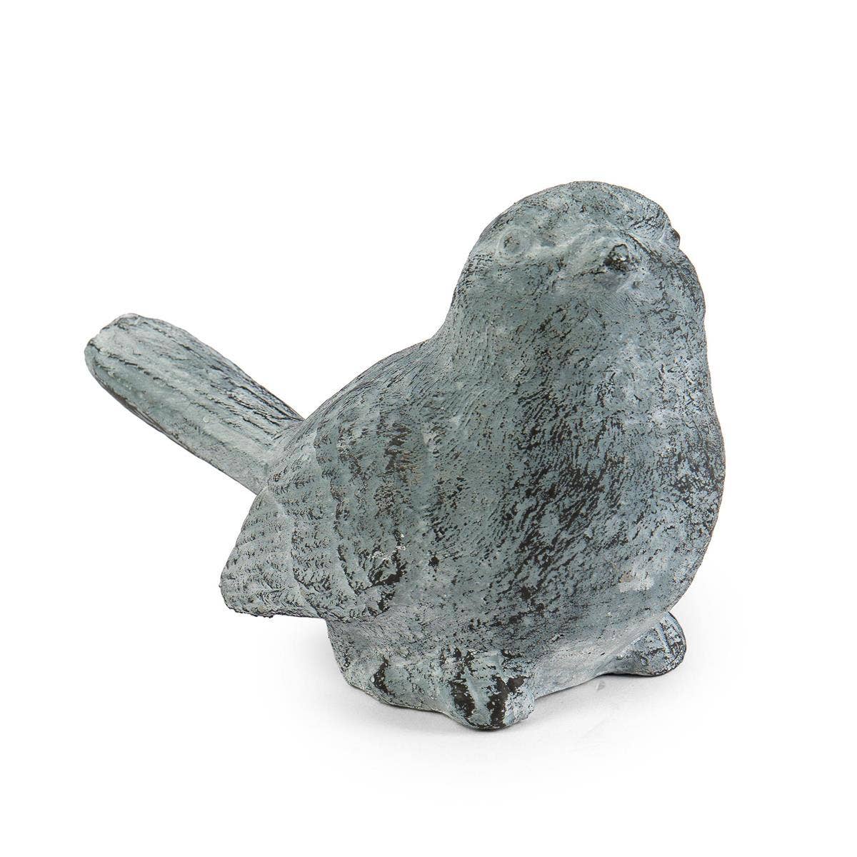 Blue-Gray Weathered Cement Bird Figurine