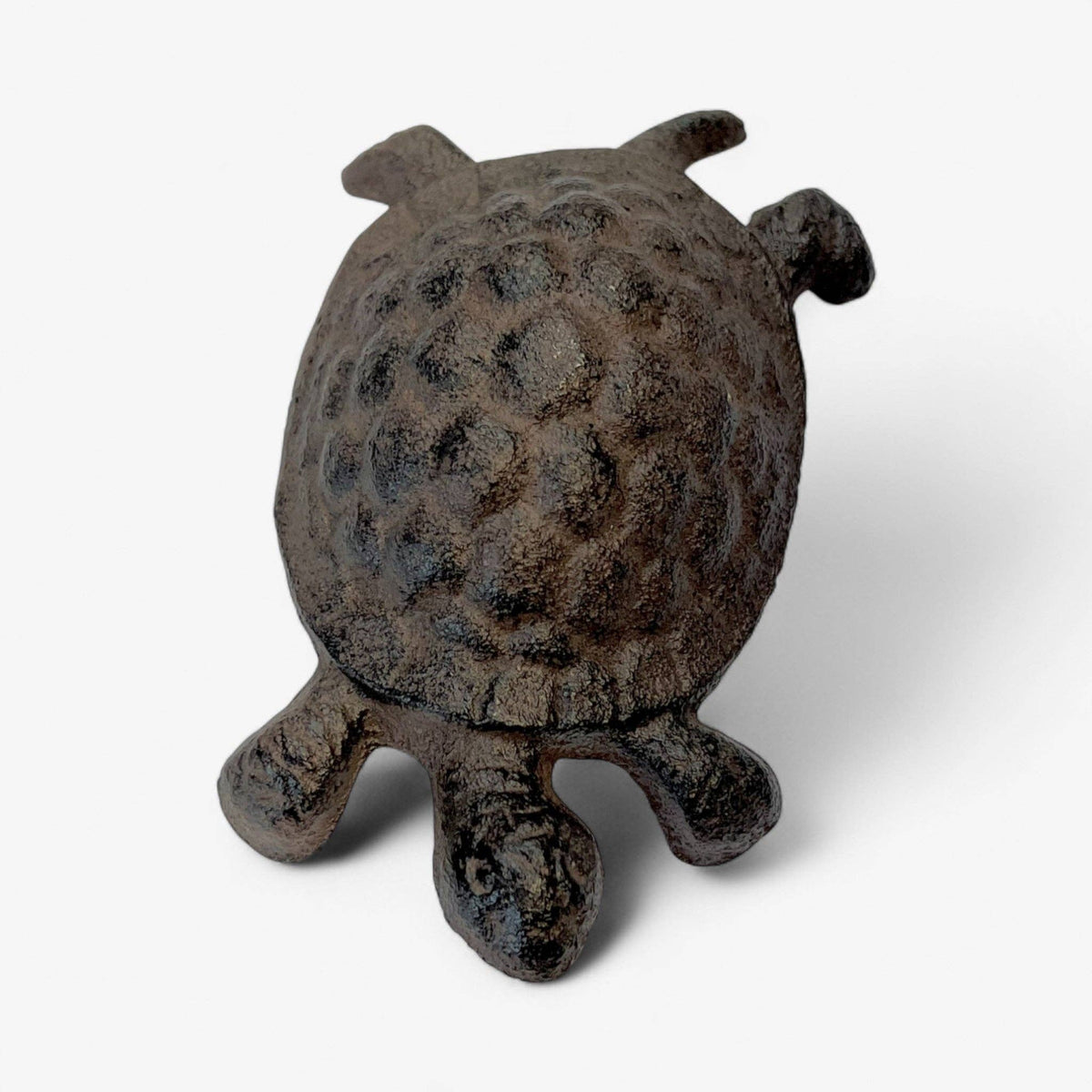 Turtle Garden Statue, Cast Iron, Rustic Outdoor Figurine, 5"