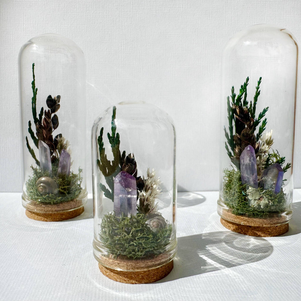 Starlight Crystal Fairy Garden Mini Floral Terrarium Cloche