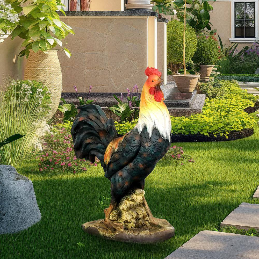 22.4 In. Rooster Garden Statues- Large Concrete Garden Sculptures and Statues Chicken Decorations for Outdoor Home Decor