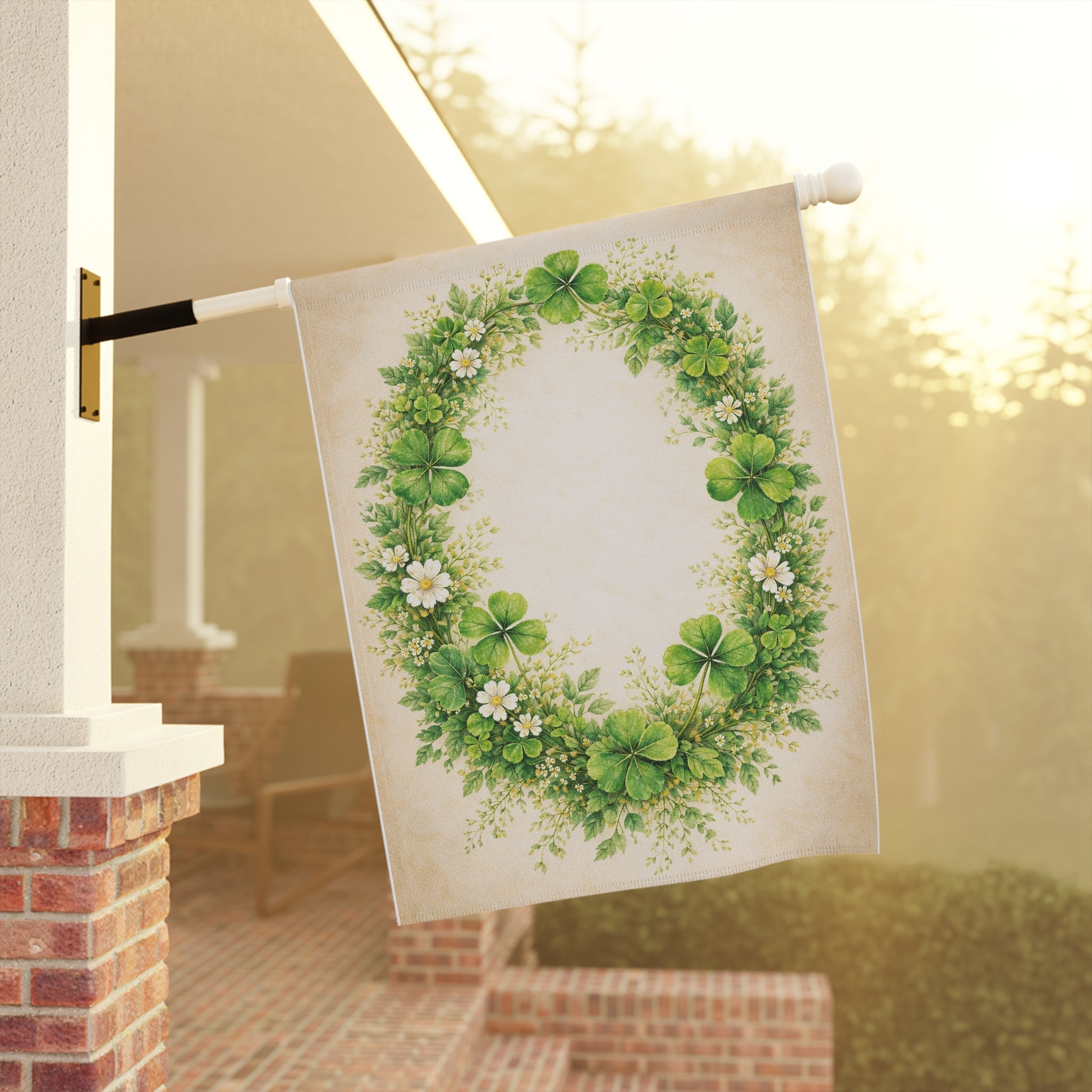 Botanical Irish Shamrock Wreath Banner