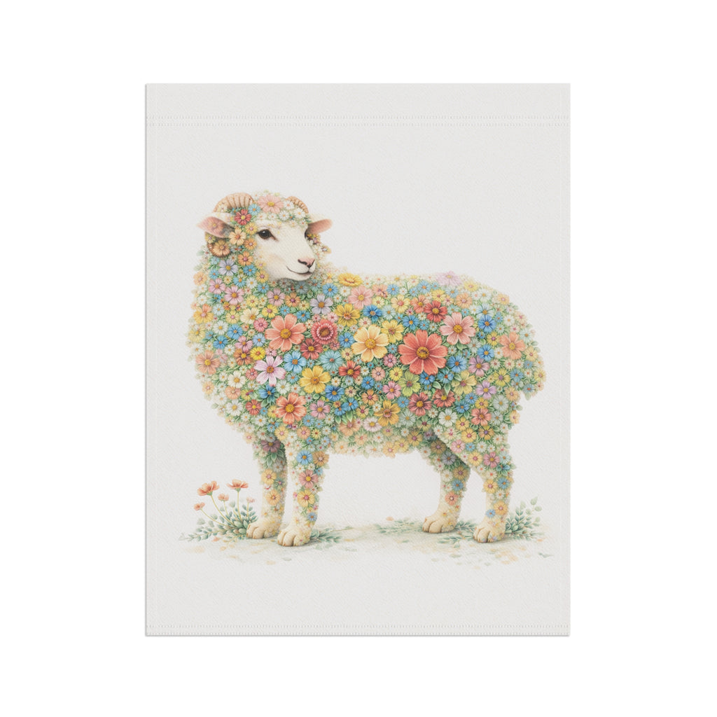 Flower-Filled Sheep Garden Banner and Flag