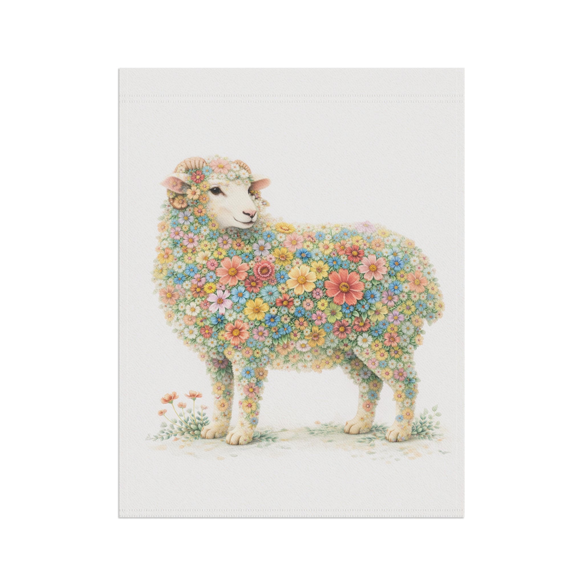 Flower-Filled Sheep Garden Banner and Flag