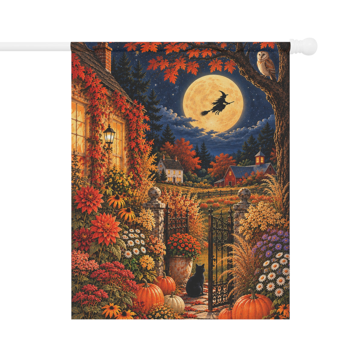The Witching Garden | Vintage Halloween Garden Flag