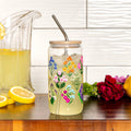 Vintage Blooms Floral Glass Can