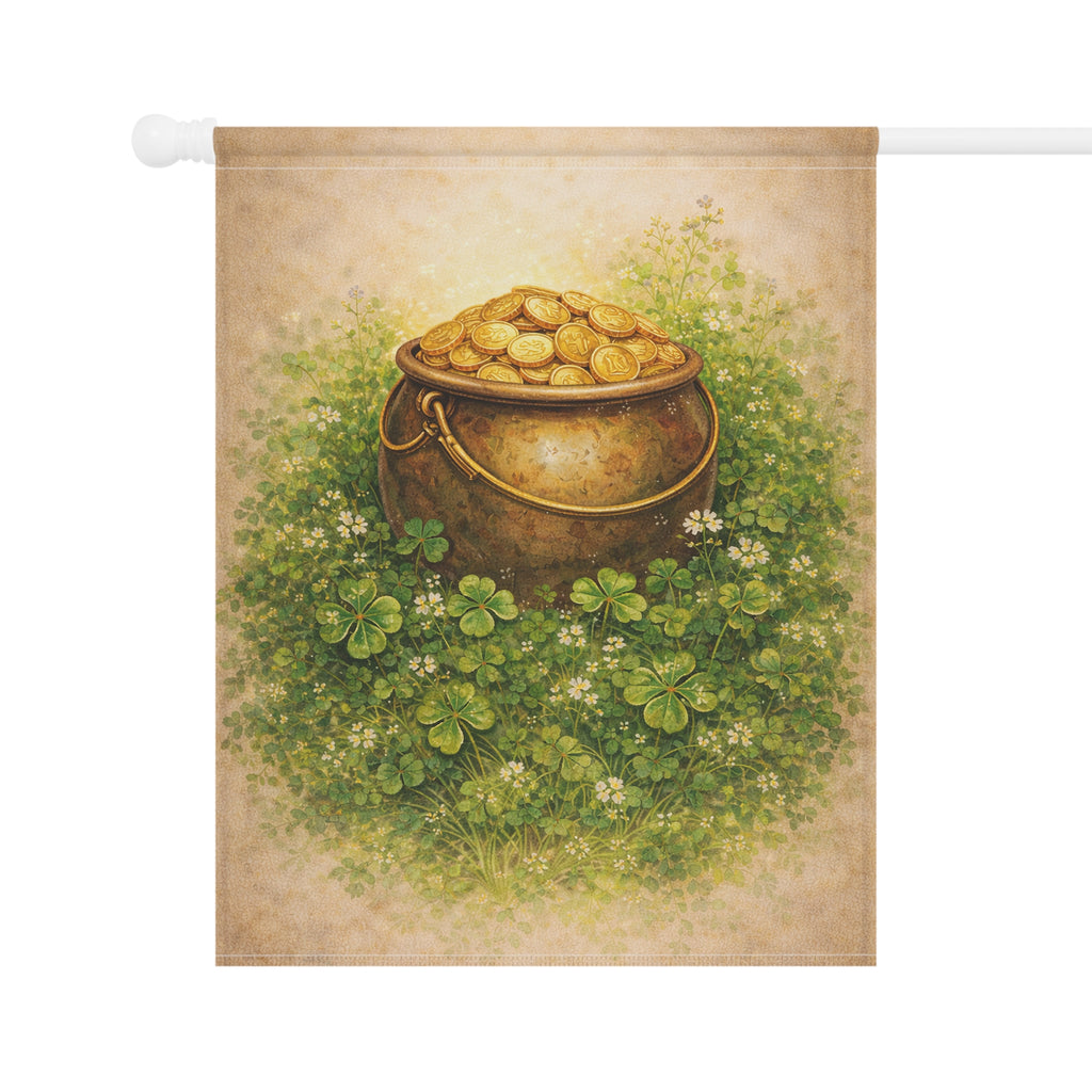 St. Patrick's Pot o' Gold Garden Banner — Vintage Inspired Garden Flag