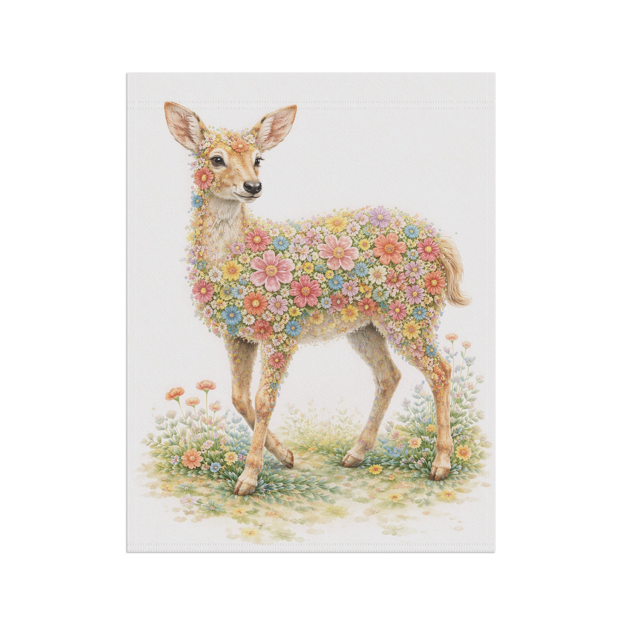 Floral Deer Garden Flag and Banner — Cottage Garden Banner