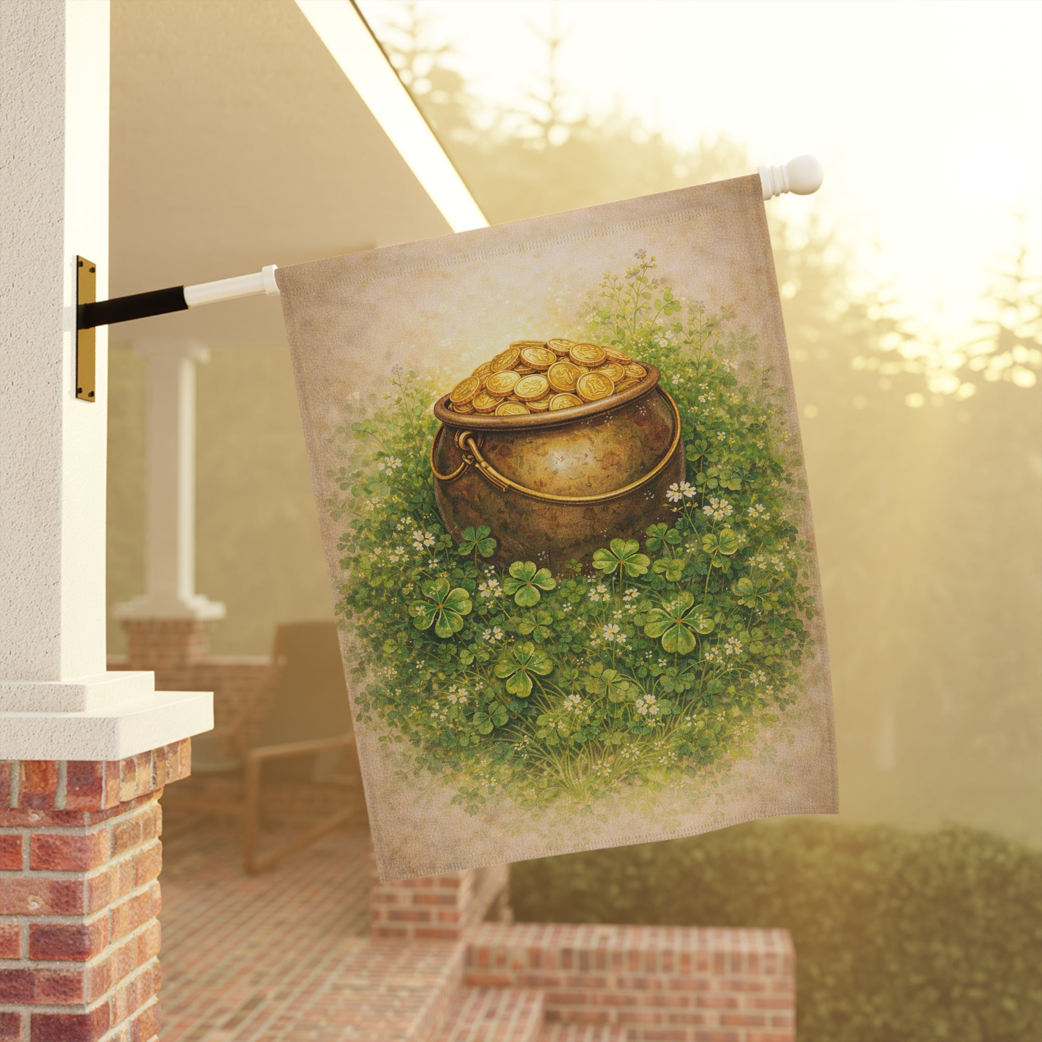 St. Patrick's Pot o' Gold Garden Banner — Vintage Inspired Garden Flag
