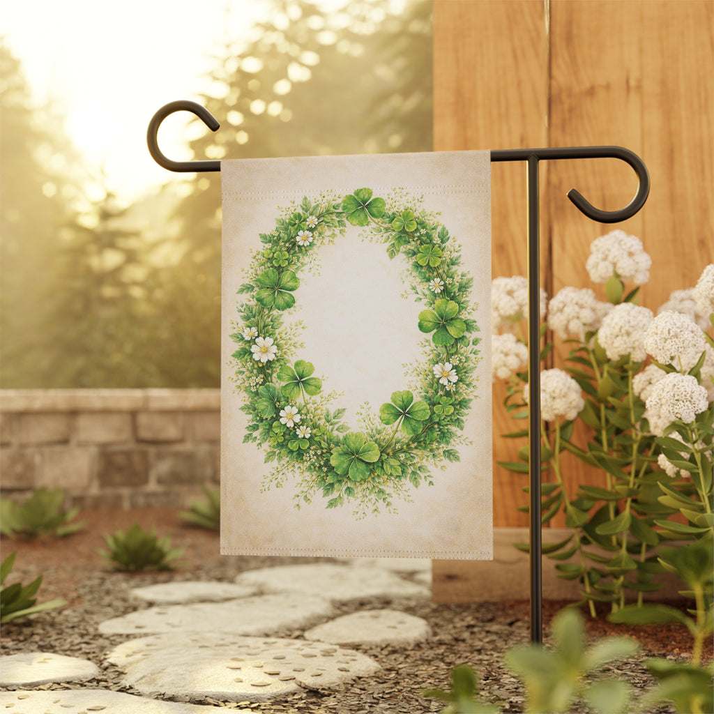 Botanical Irish Shamrock Wreath Banner