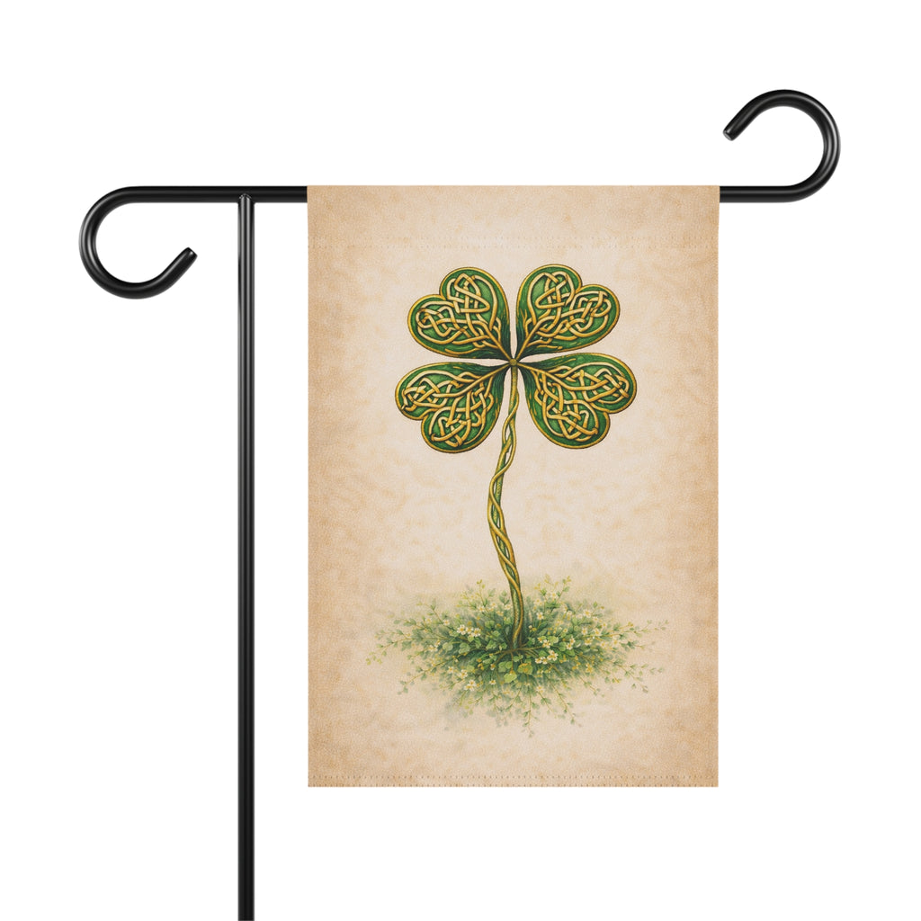 Irish Celtic Knotwork Four-Leaf Clover Botanical Banner