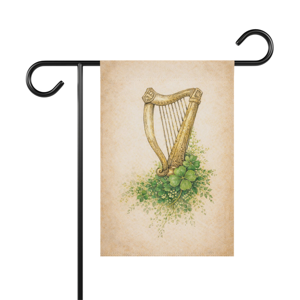 Vintage Irish Harp Garden Flag