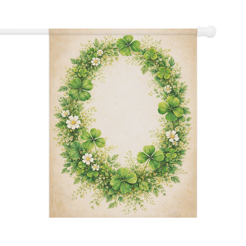 Botanical Irish Shamrock Wreath Banner