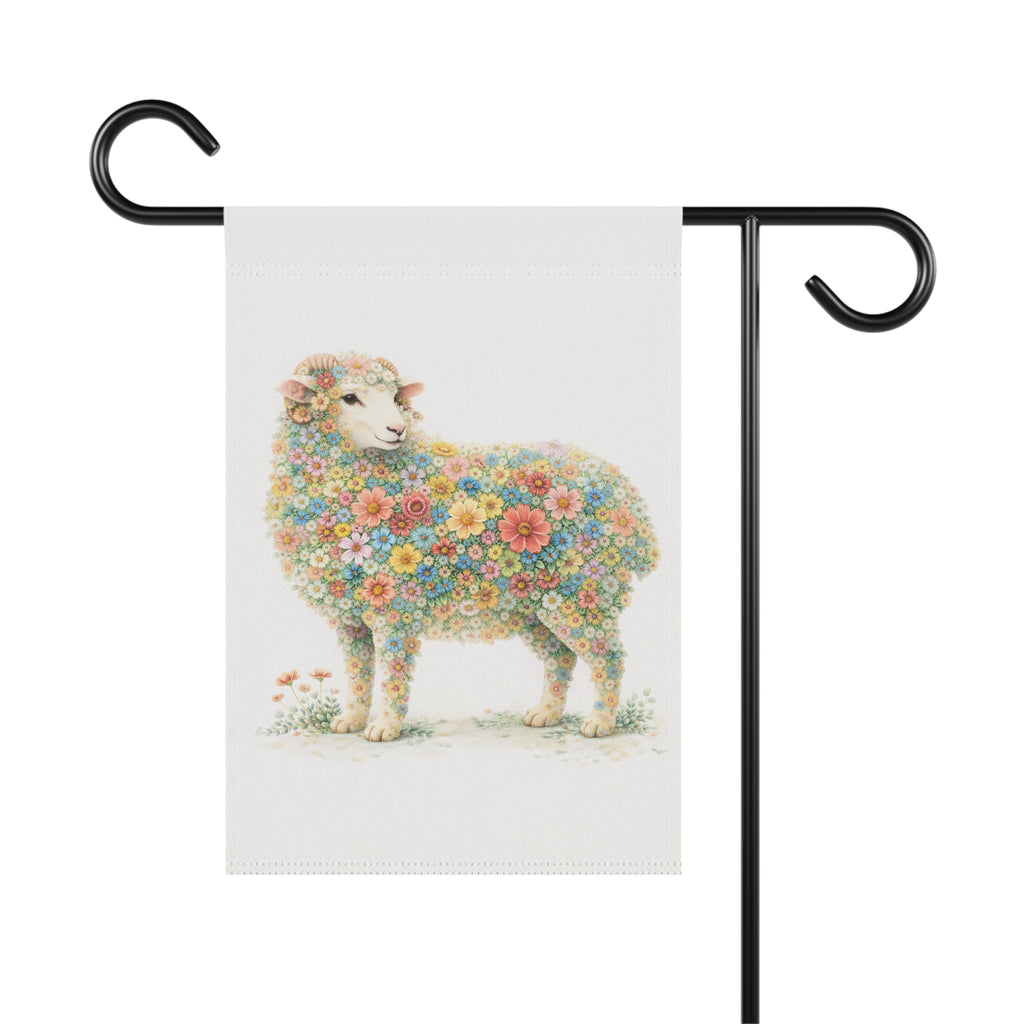 Flower-Filled Sheep Garden Banner and Flag
