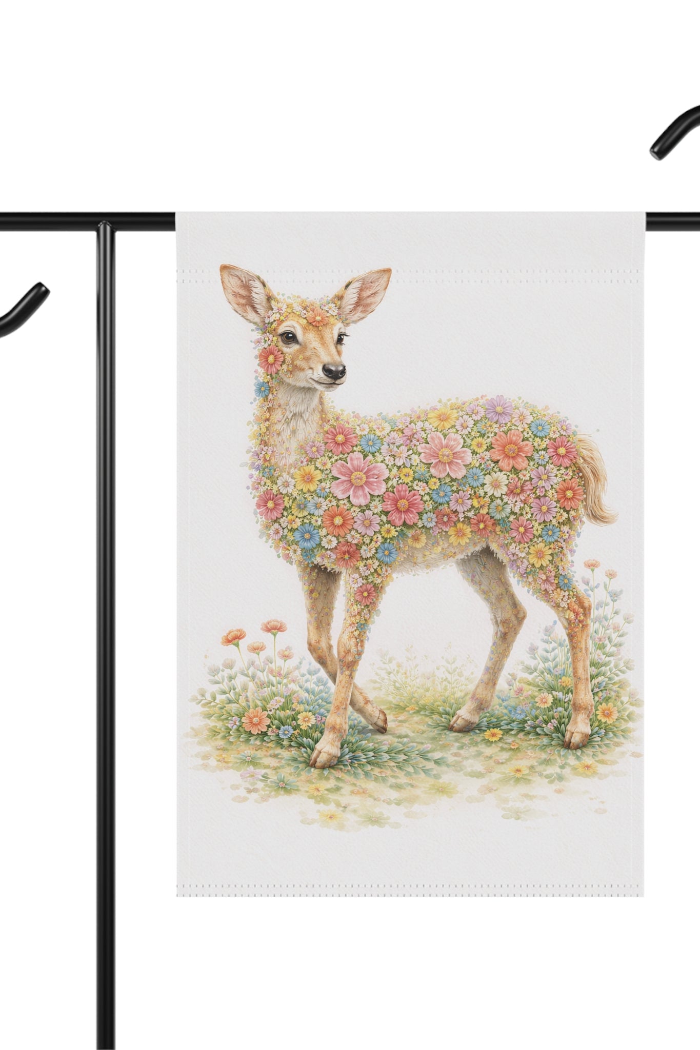 Floral Deer Garden Flag and Banner — Cottage Garden Banner