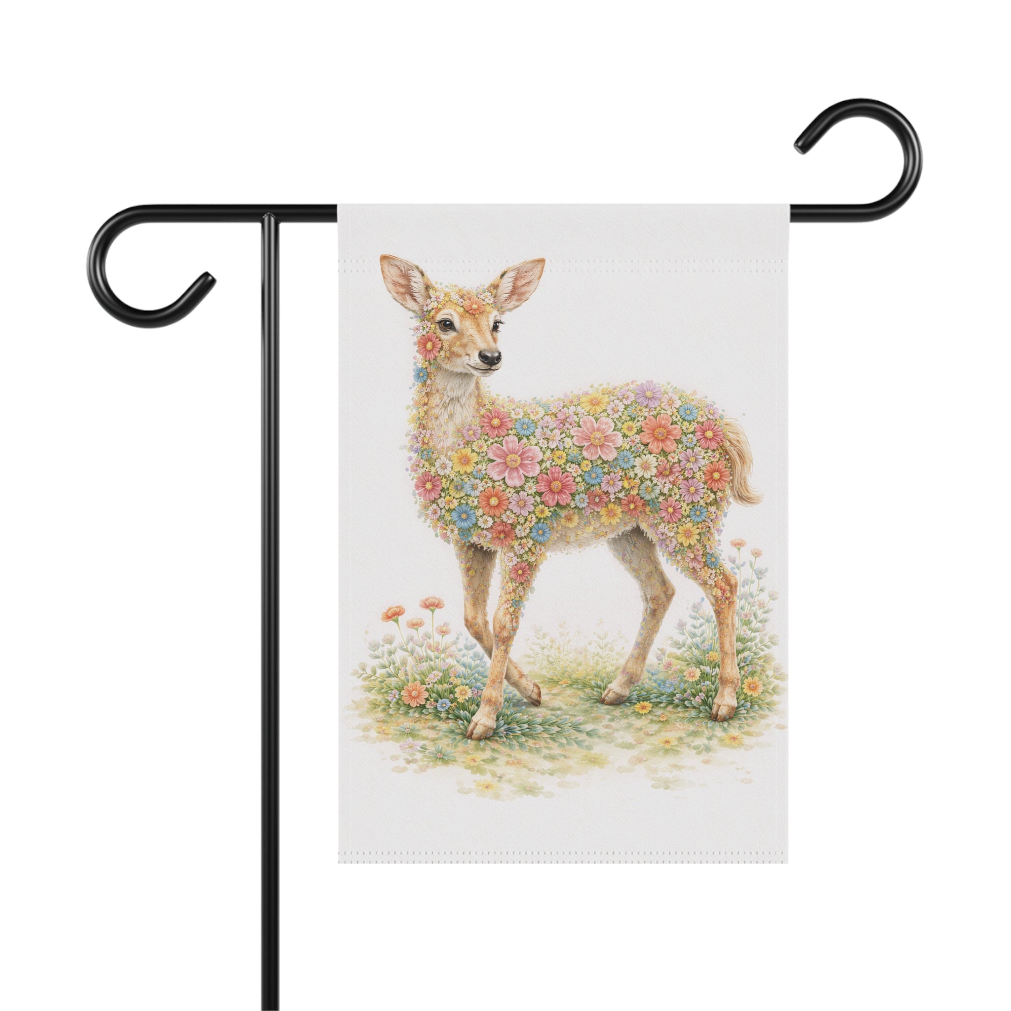 Floral Deer Garden Flag and Banner — Cottage Garden Banner