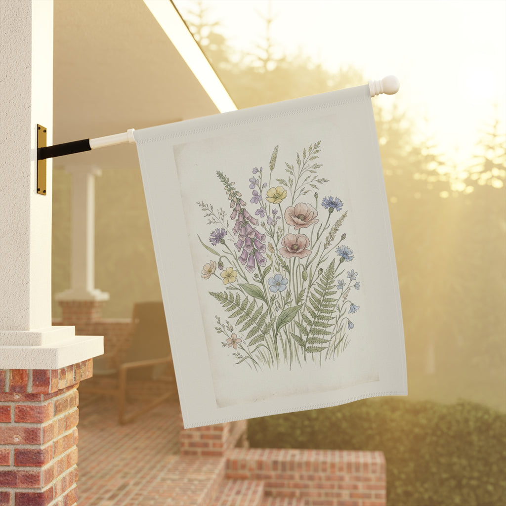 Wildflower Garden Flag — Botanical House Banner for Porch & Yard