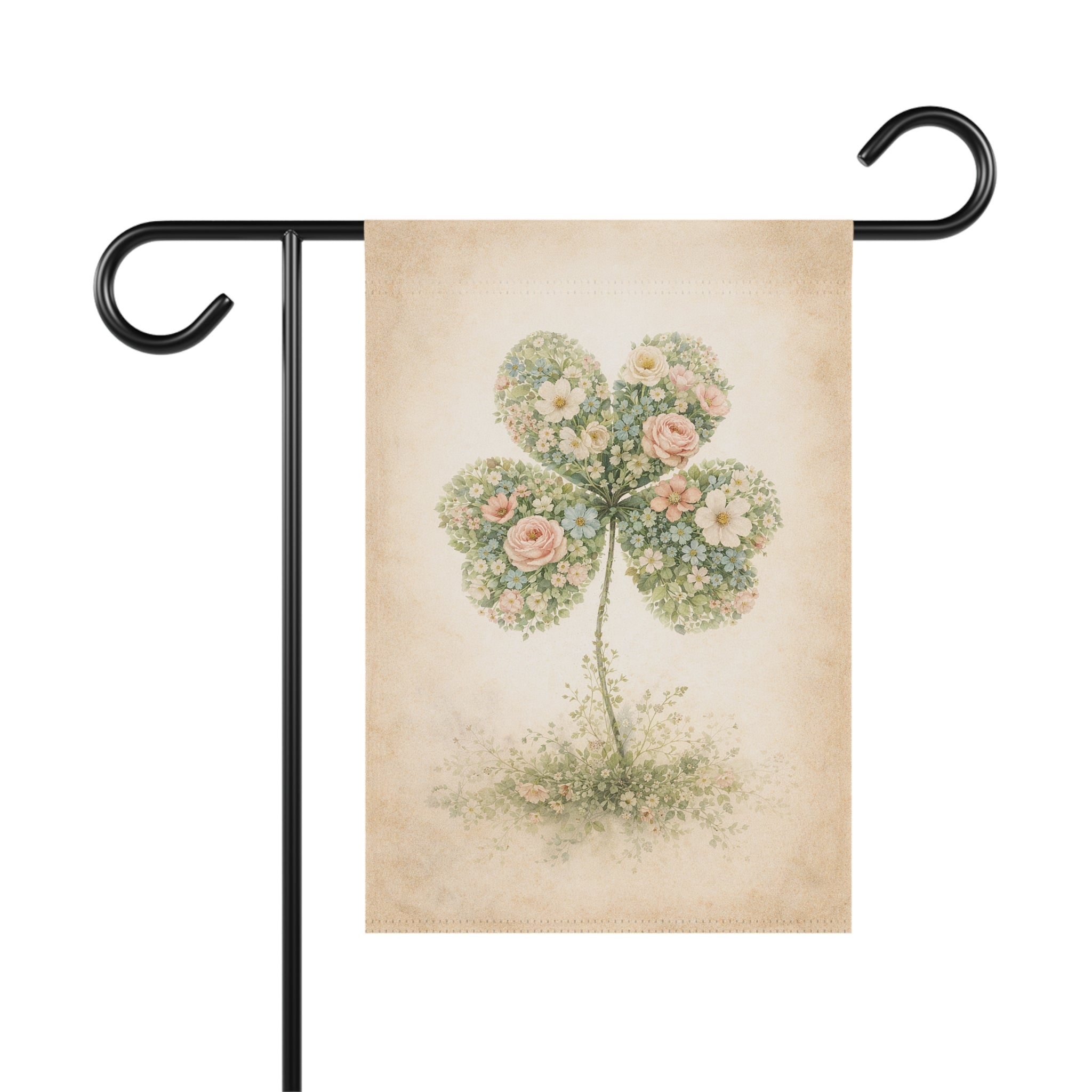 Flower Filled Four Leaf Clover - St. Patrick's Day Garden Flag