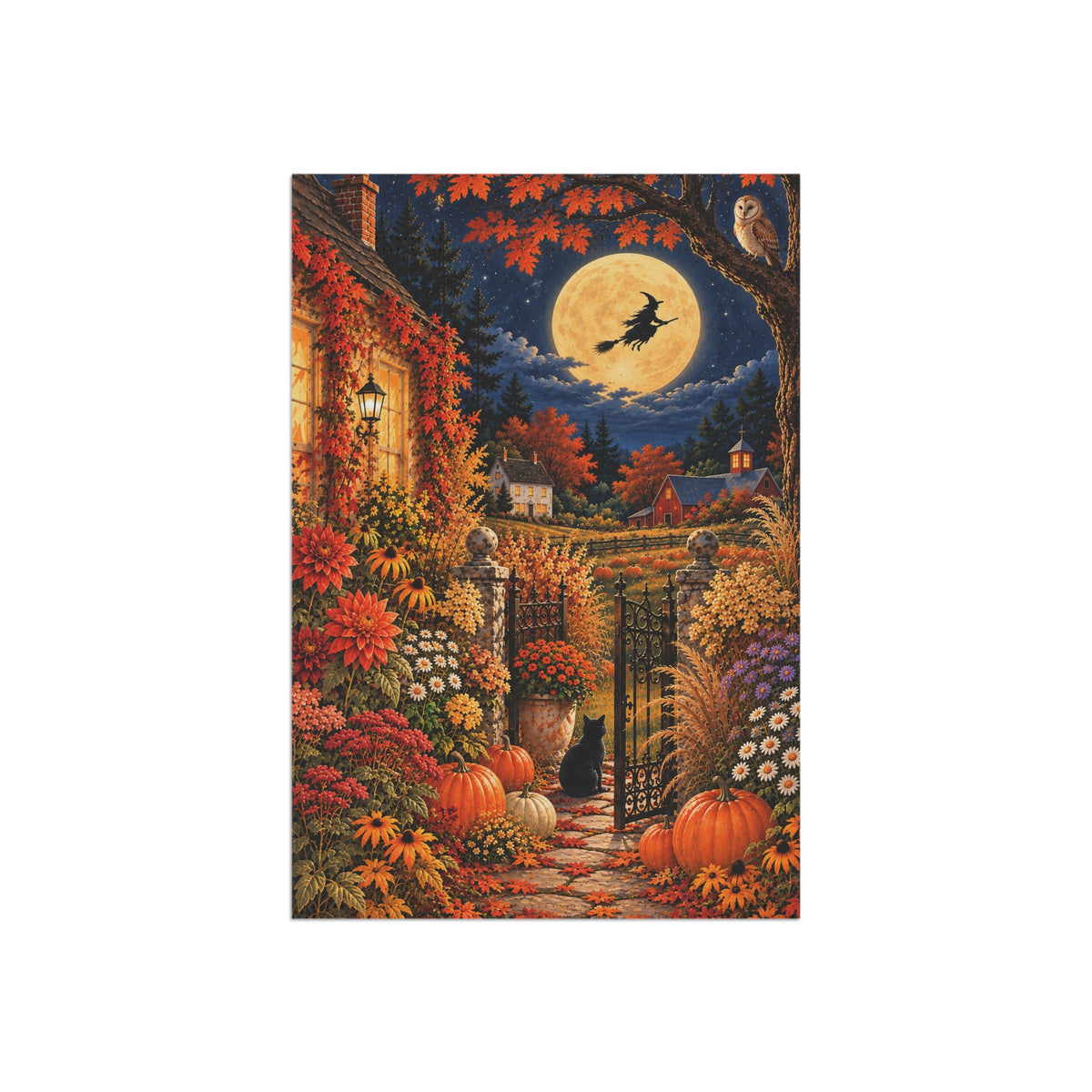 The Witching Garden | Vintage Halloween Garden Flag