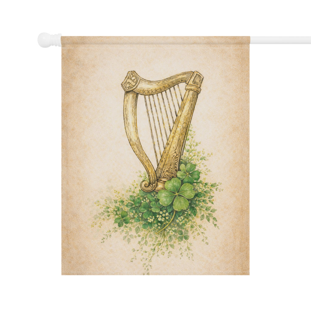 Vintage Irish Harp Garden Flag