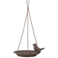 Hanging Bird Bath w/Bird, Cast Iron, Antique Brown