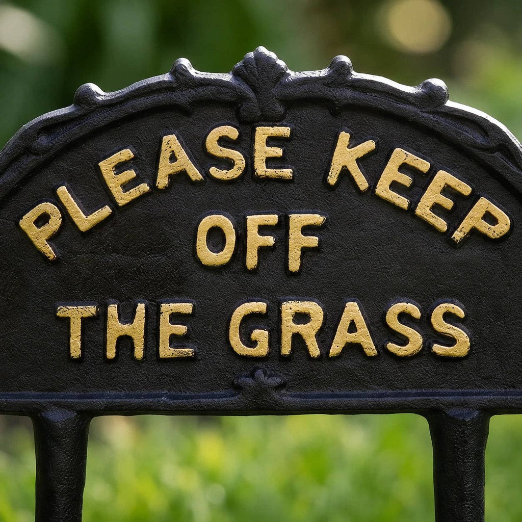 "Please Keep Off the Grass" Cast Iron Garden Stake Sign, 10.3"