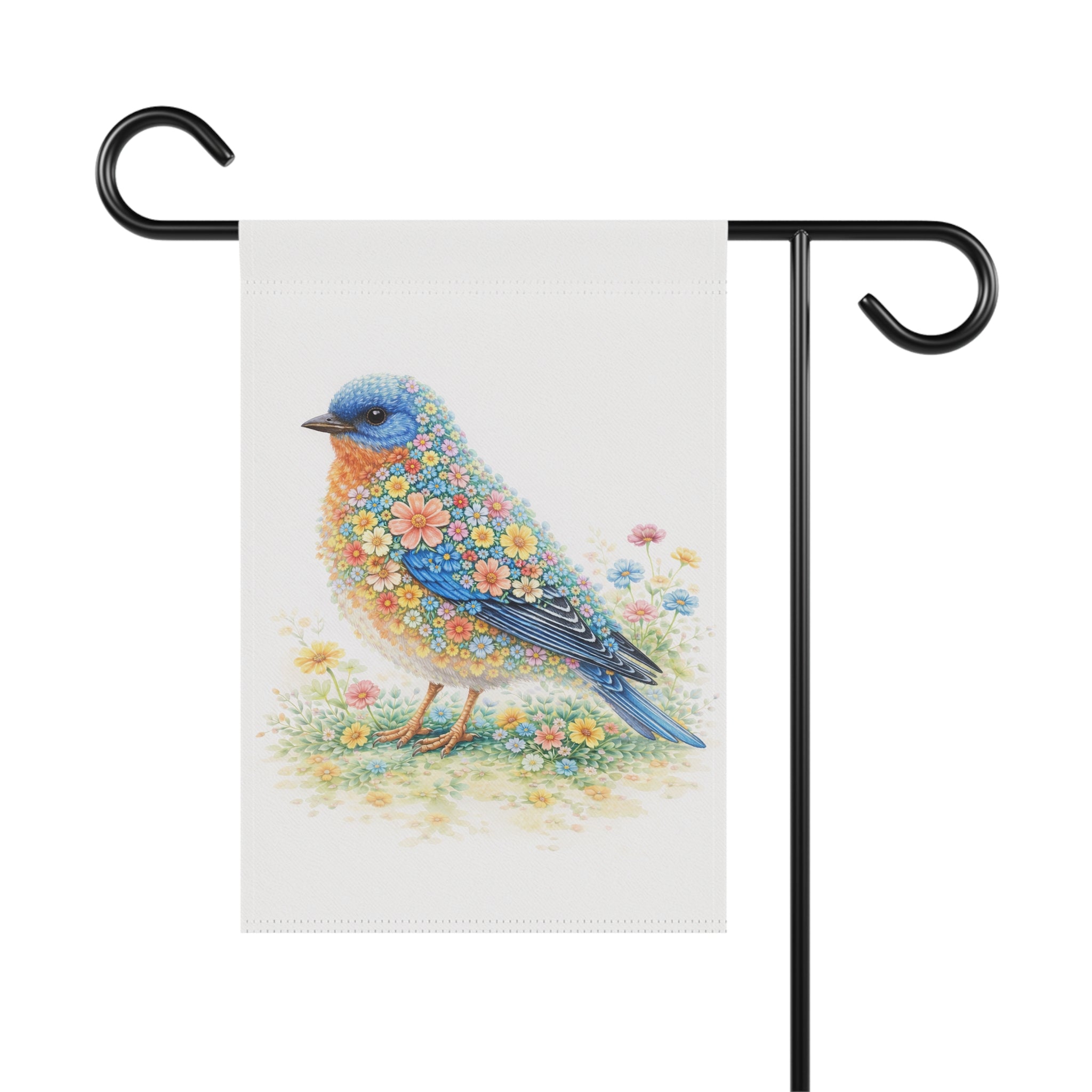 Bluebird Garden Flag and Banner -  Floral Cottage Spring Banner