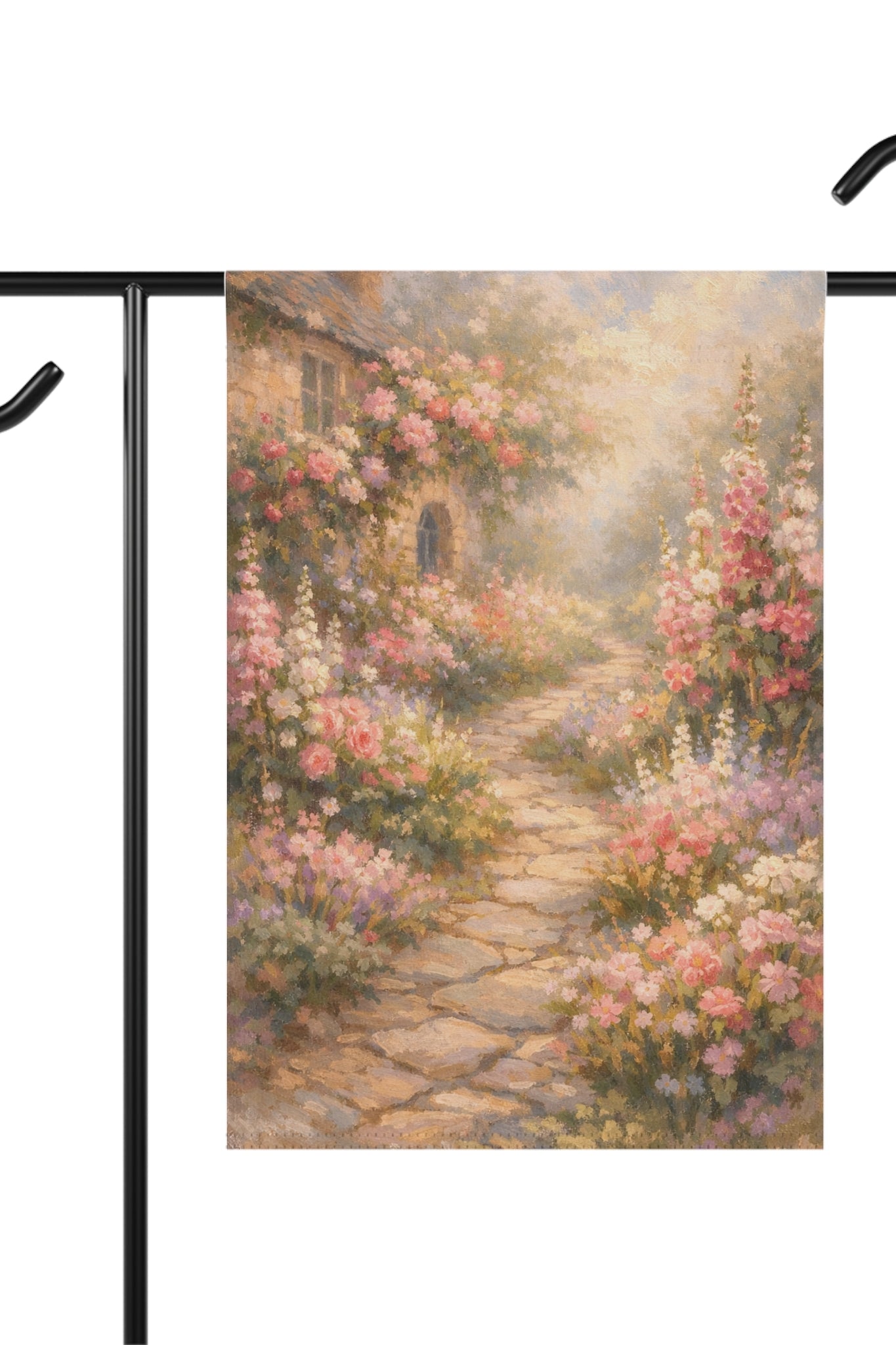 English Cottage Garden Banner — Romantic Floral House Banner