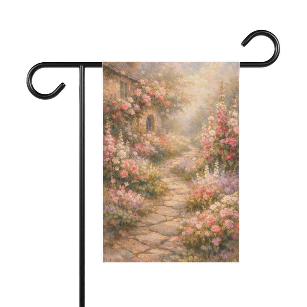 English Cottage Garden Banner — Romantic Floral House Banner