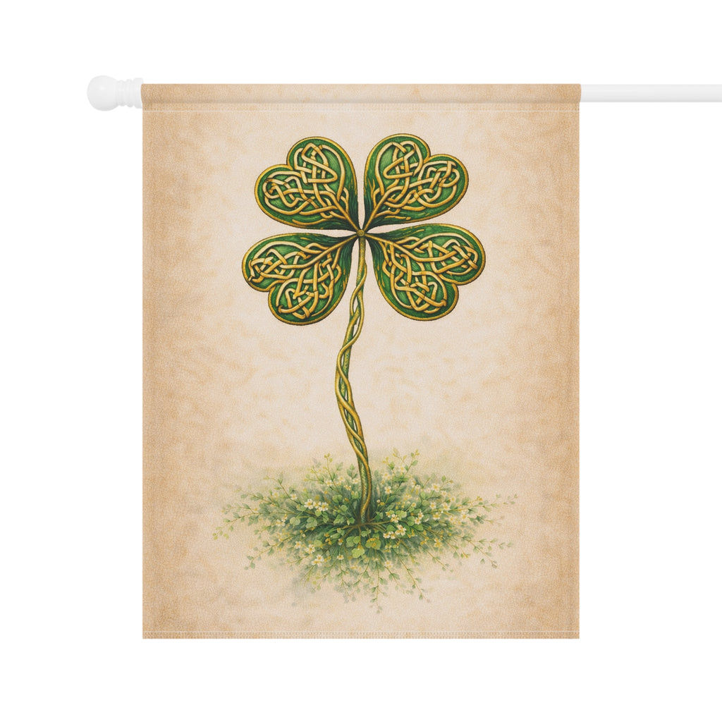 Irish Celtic Knotwork Four-Leaf Clover Botanical Banner