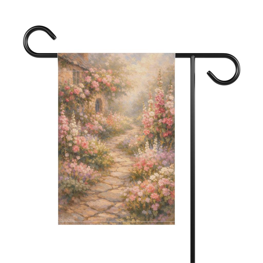 English Cottage Garden Banner — Romantic Floral House Banner