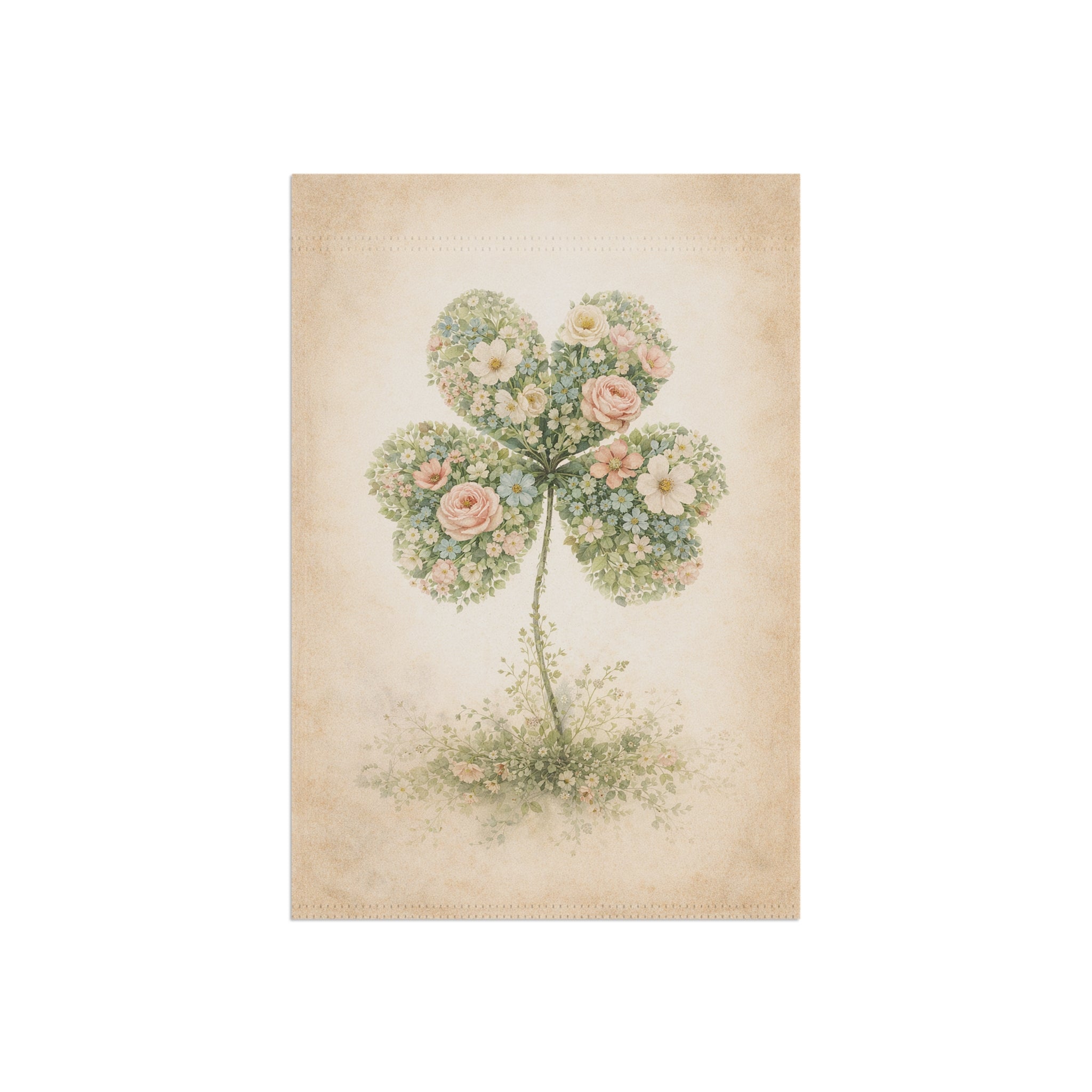 Flower Filled Four Leaf Clover - St. Patrick's Day Garden Flag