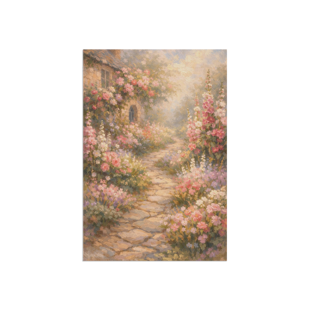 English Cottage Garden Banner — Romantic Floral House Banner