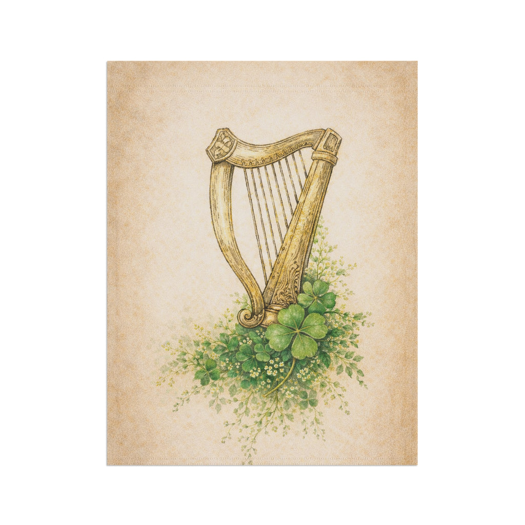 Vintage Irish Harp Garden Flag