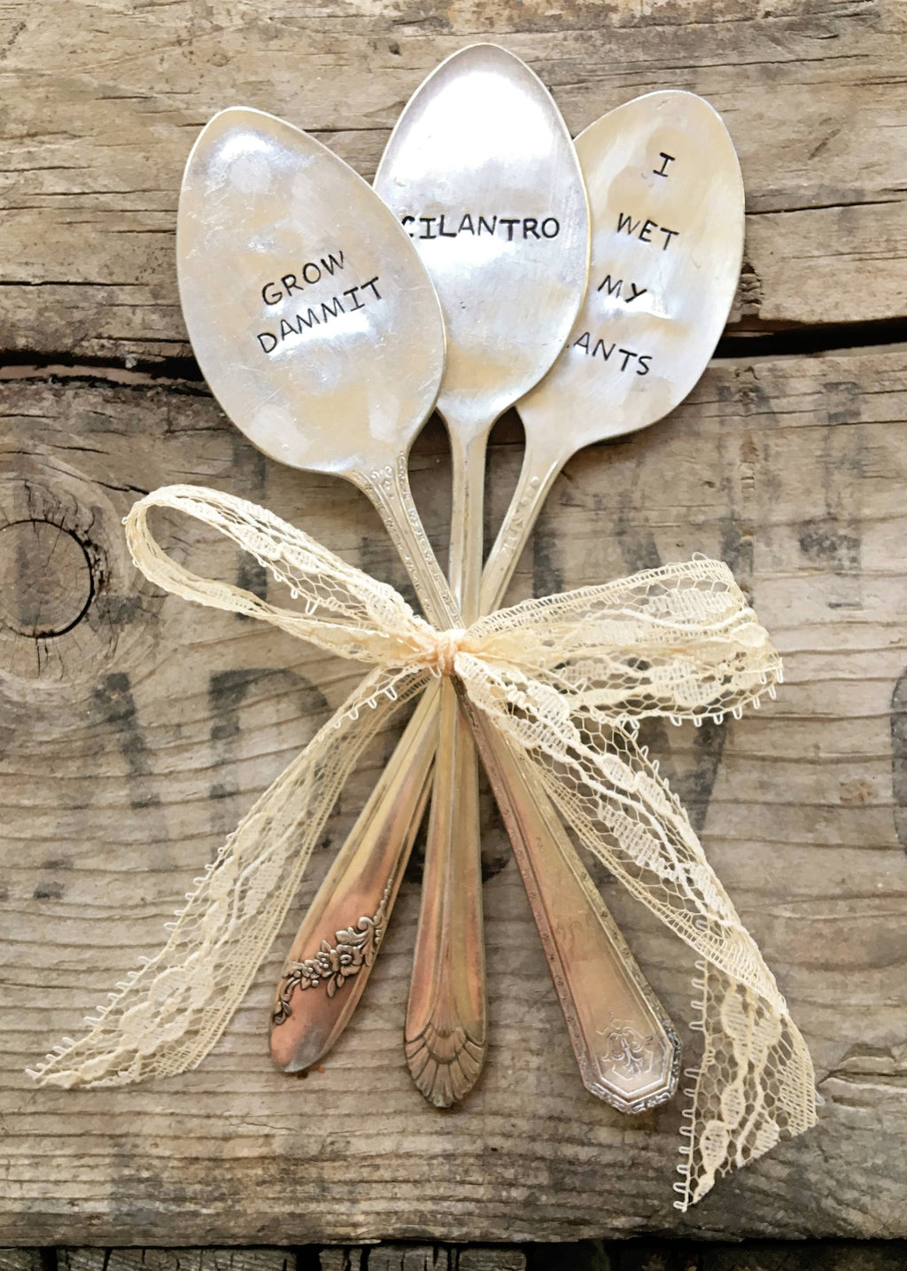 Herb Garden Marker Plant Stakes - vintage, hand-stamped