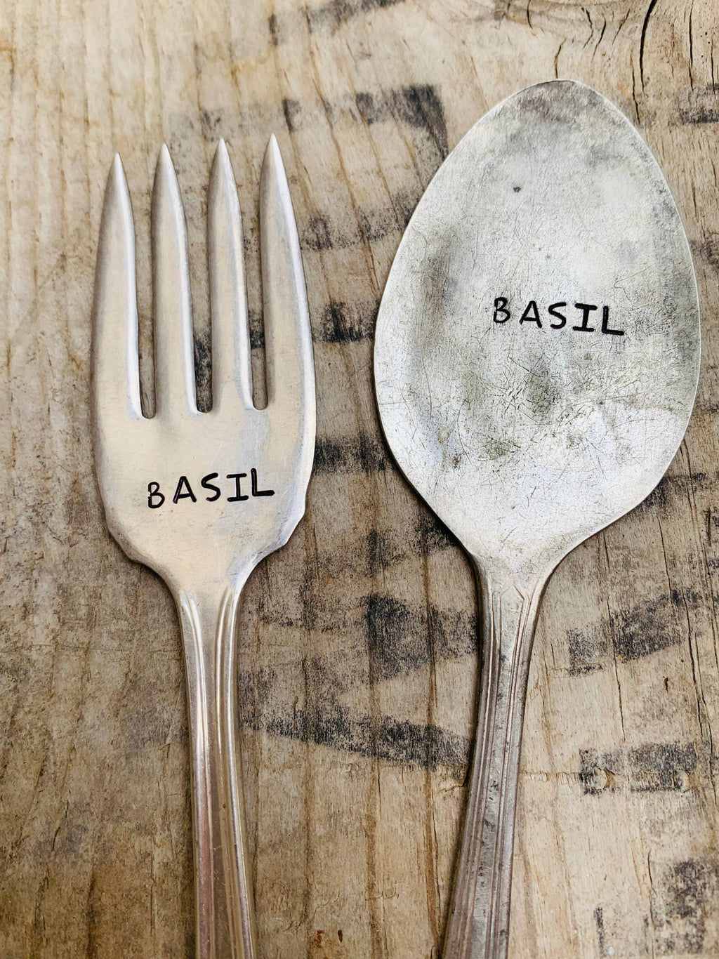 Herb Garden Marker Plant Stakes - vintage, hand-stamped