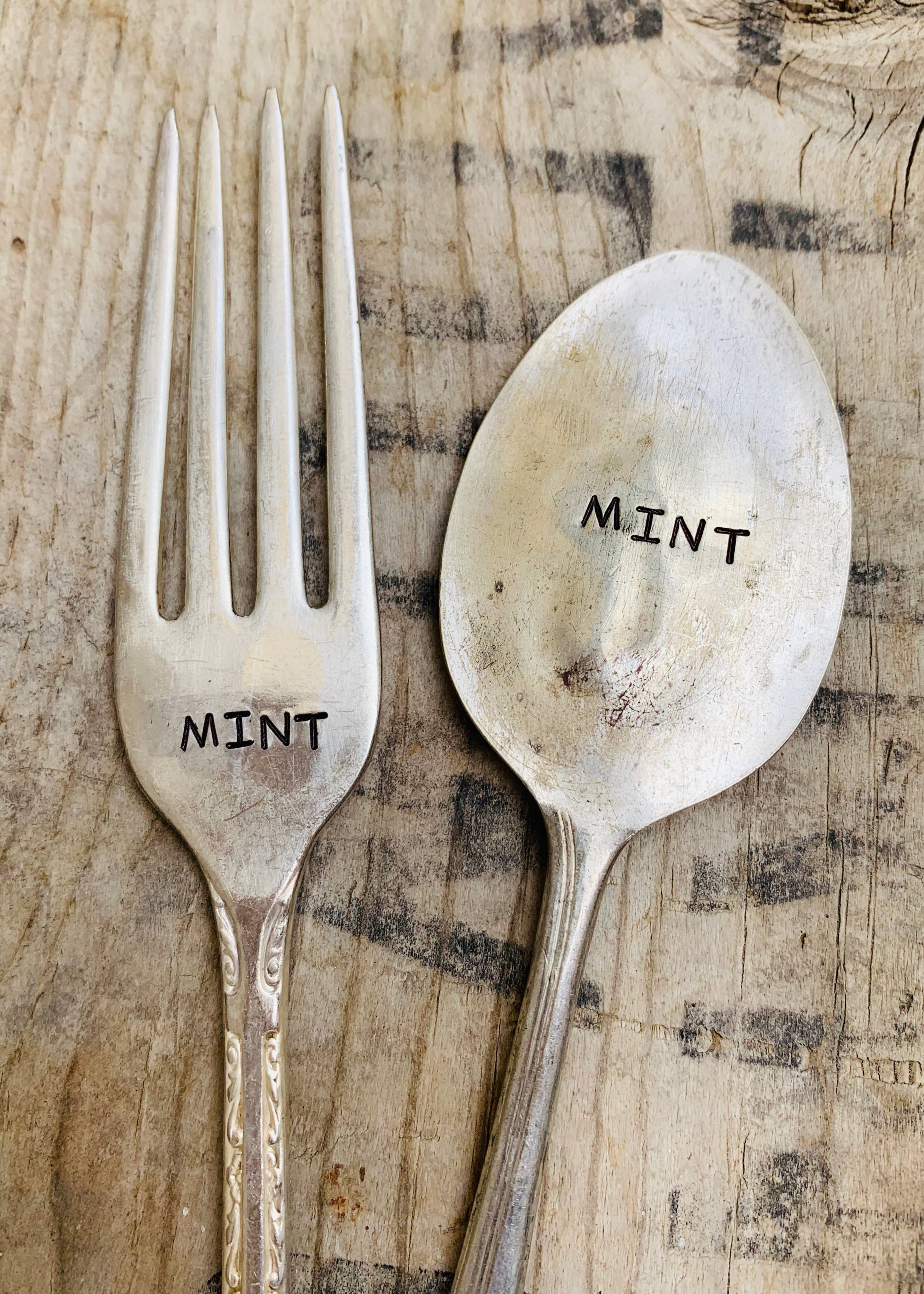 Herb Garden Marker Plant Stakes - vintage, hand-stamped