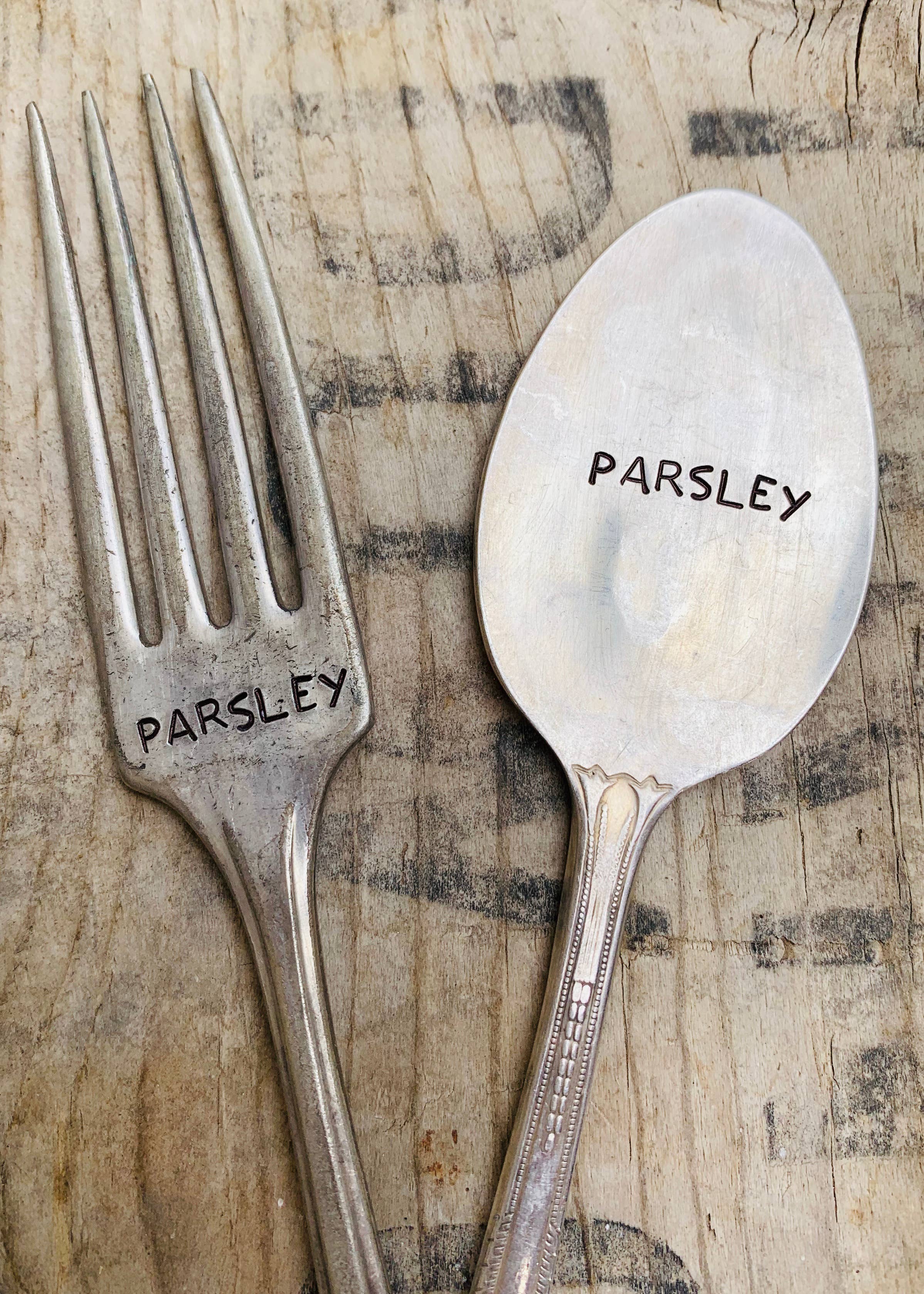 Herb Garden Marker Plant Stakes - vintage, hand-stamped
