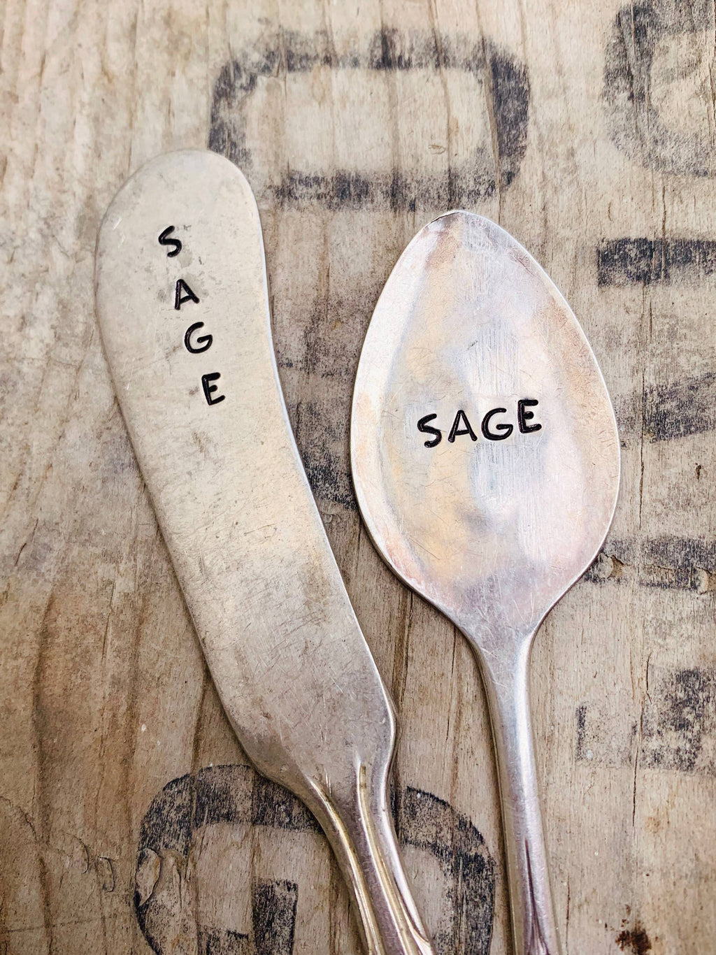 Herb Garden Marker Plant Stakes - vintage, hand-stamped