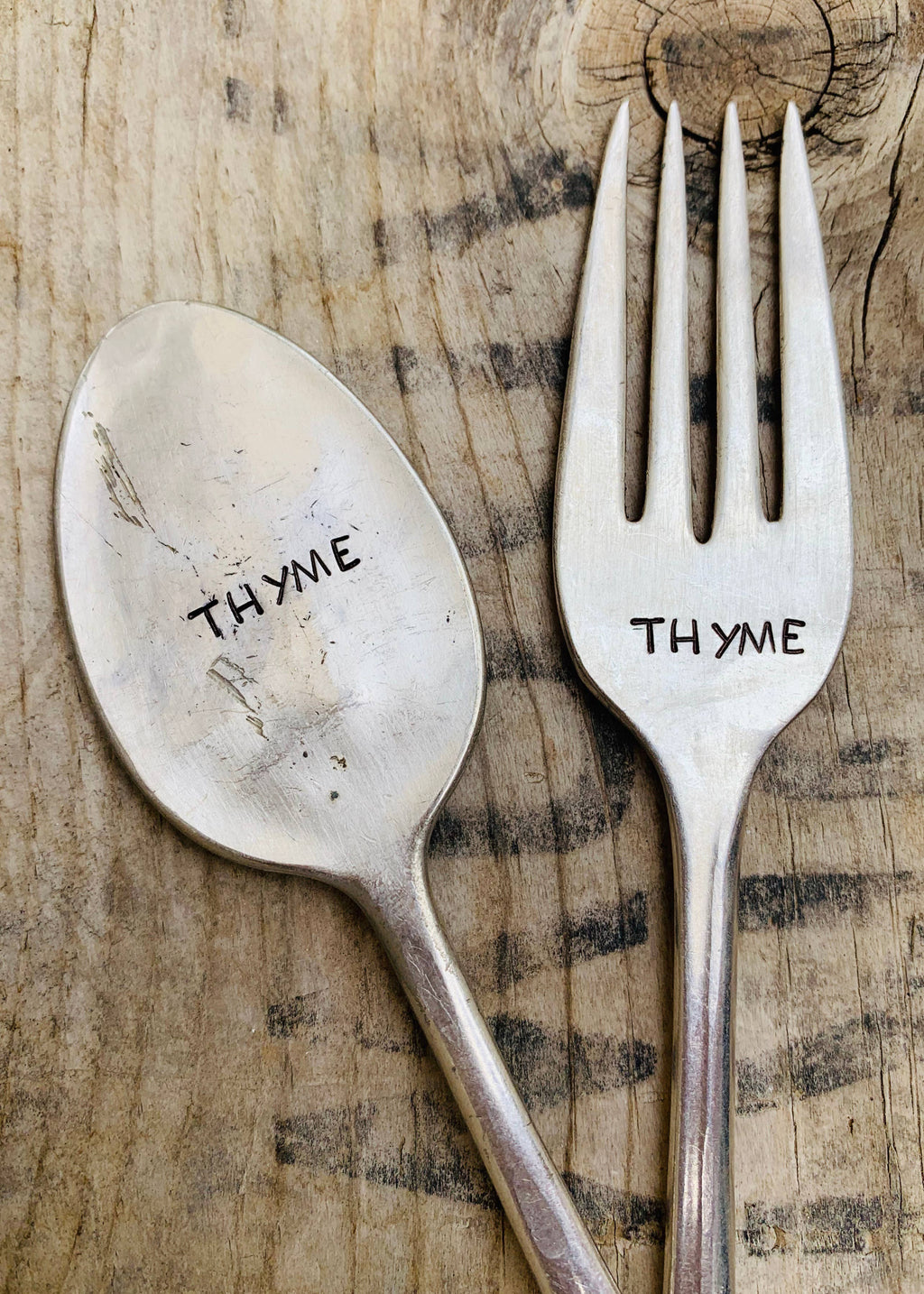 Herb Garden Marker Plant Stakes - vintage, hand-stamped
