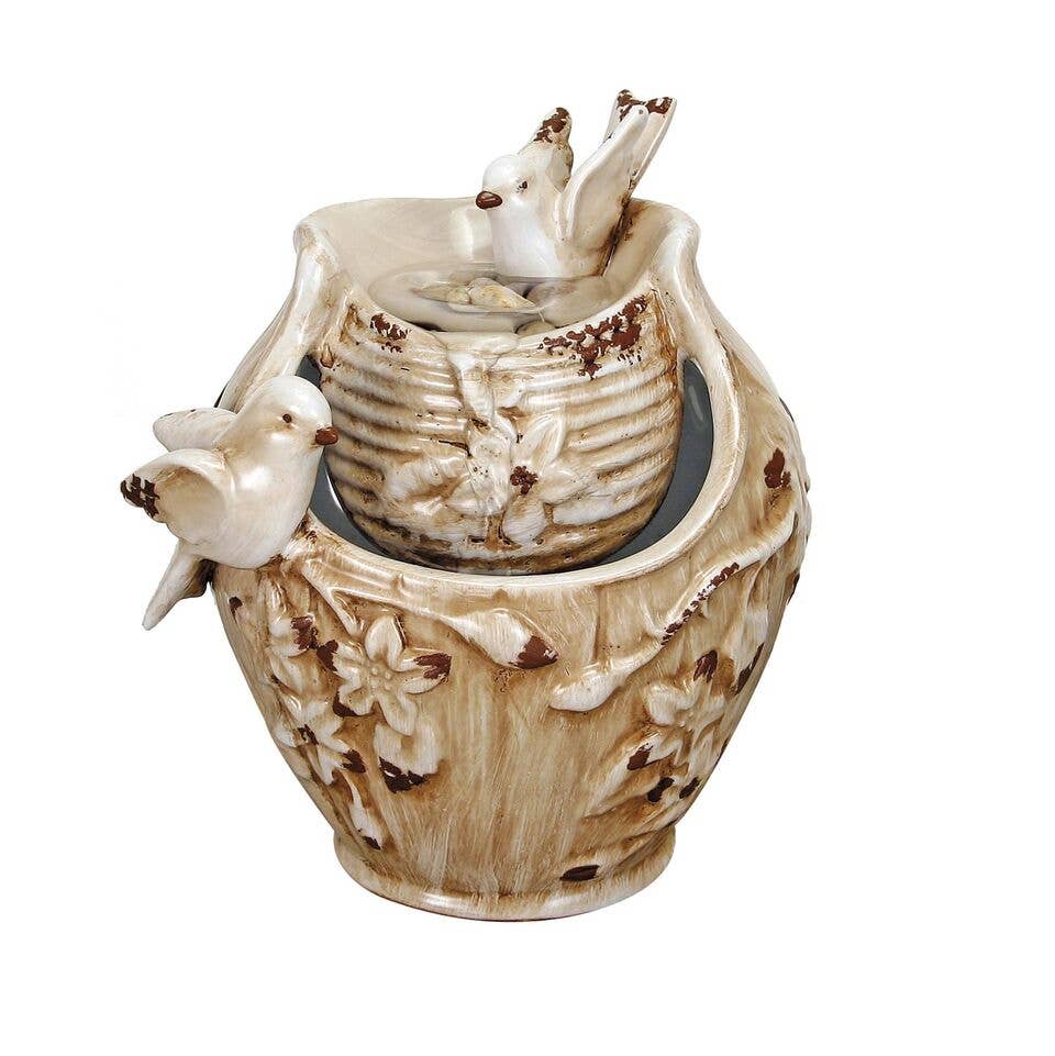 Distressed Bird Bath Garden Water Fountain with Pump