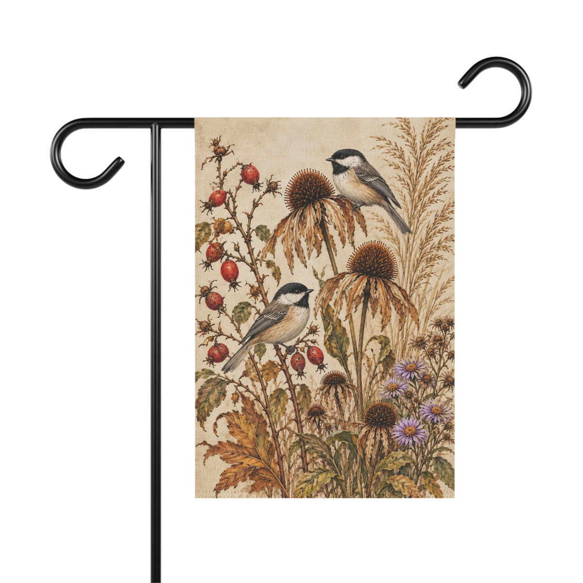 The Autumn Garden Chickadee Flag