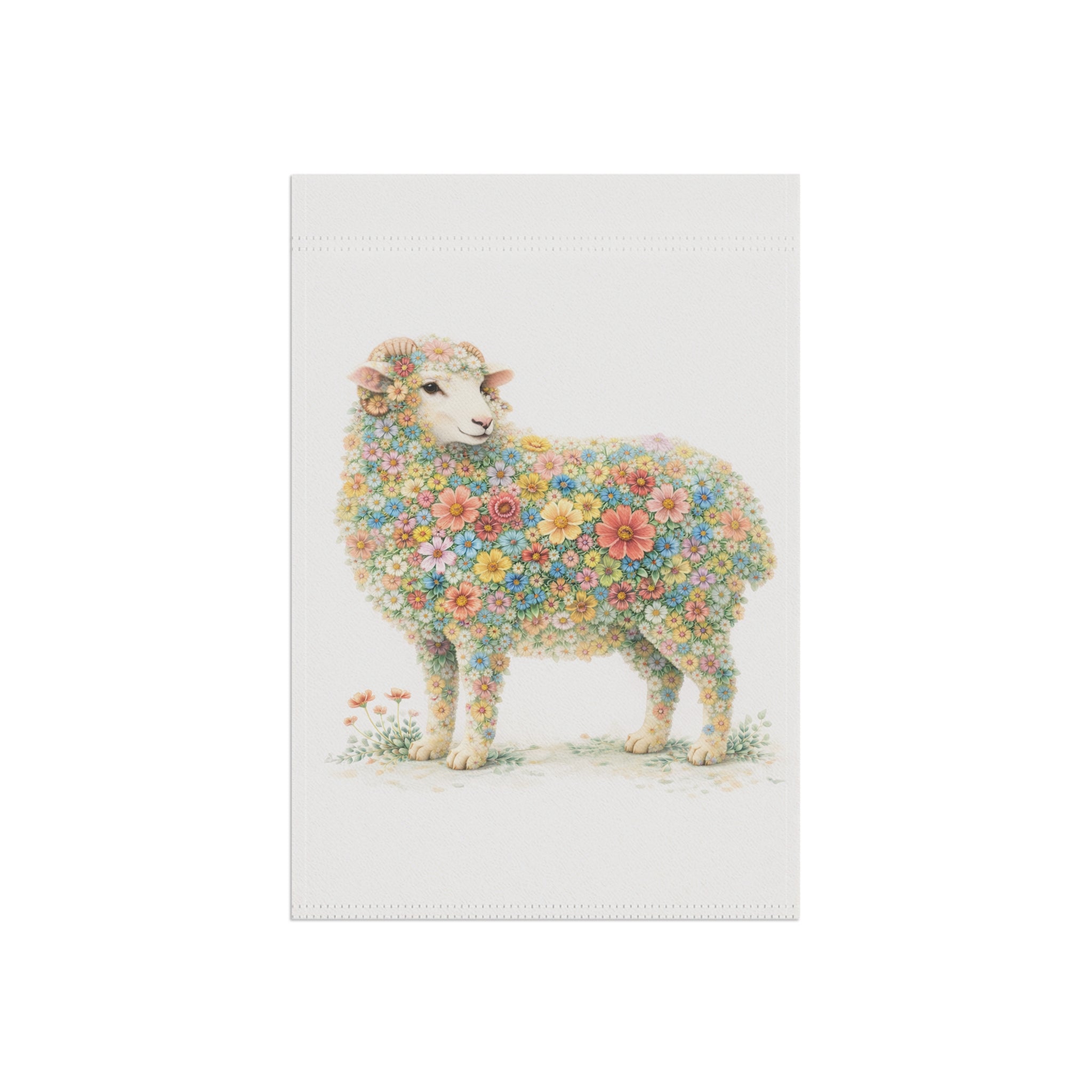 Flower-Filled Sheep Garden Banner and Flag