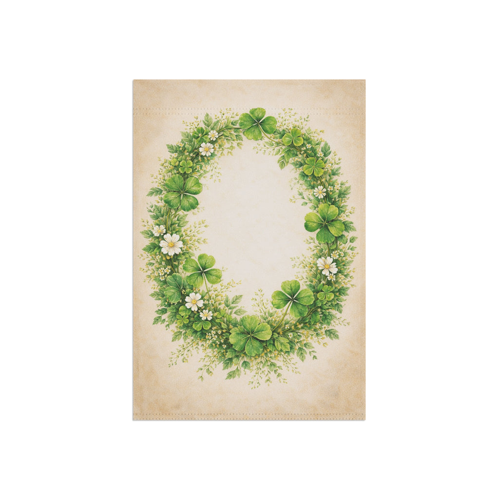 Botanical Irish Shamrock Wreath Banner