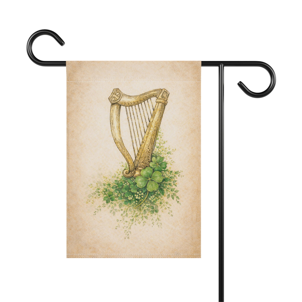 Vintage Irish Harp Garden Flag
